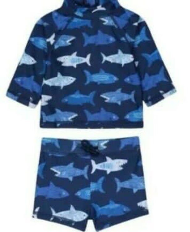 Picture of 0059--SUNSAFE SWIMSUIT TRUNKS BABY NAVY SHARK UPF50+